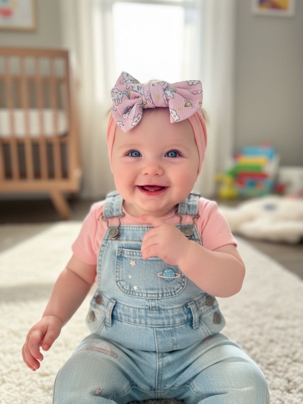 Baby Girl Pink Unicorn Headband Large Bow Hair Accessory Toddler